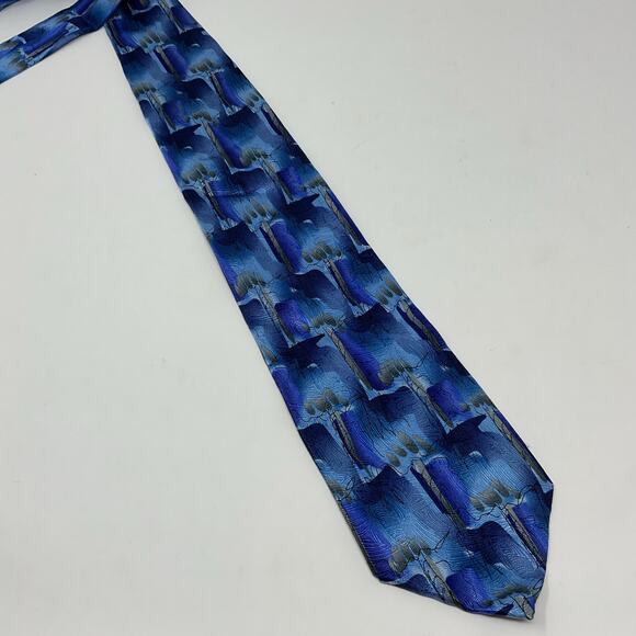 Vintage 1996 J Garcia Men 100% Silk Tie Carousel Collection 14 abstract tie Blue - Picture 6 of 6